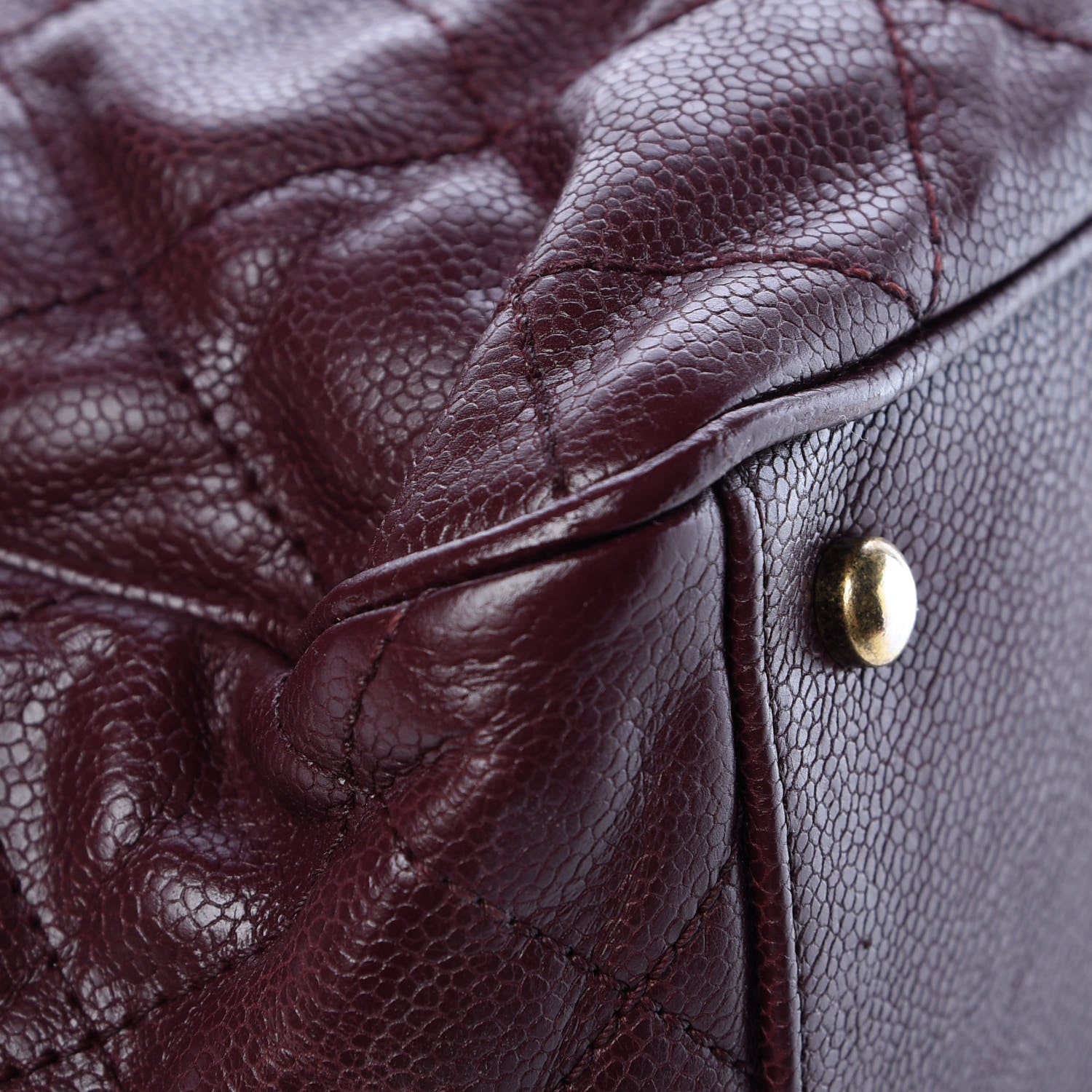 Chanel Glazed Caviar Quilted Small Shiva Tote Burgundy 11 of 12