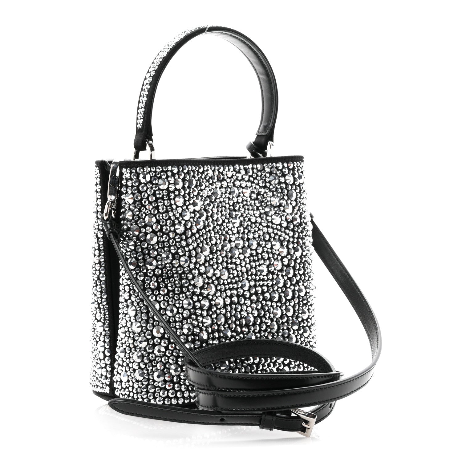Prada Satin Crystal Small Panier Bucket Bag Metal 3 of 11
