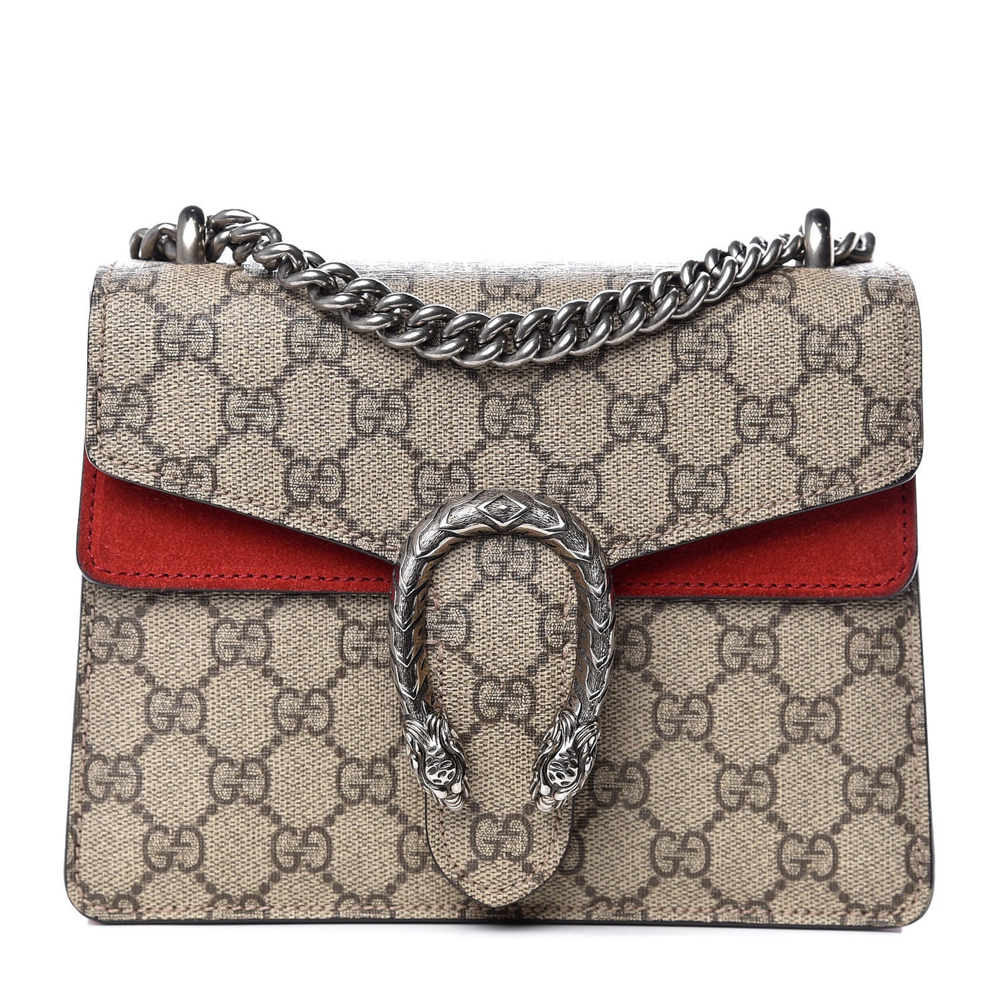 GG Supreme Monogram Mini Dionysus Shoulder Bag Hibiscus Red