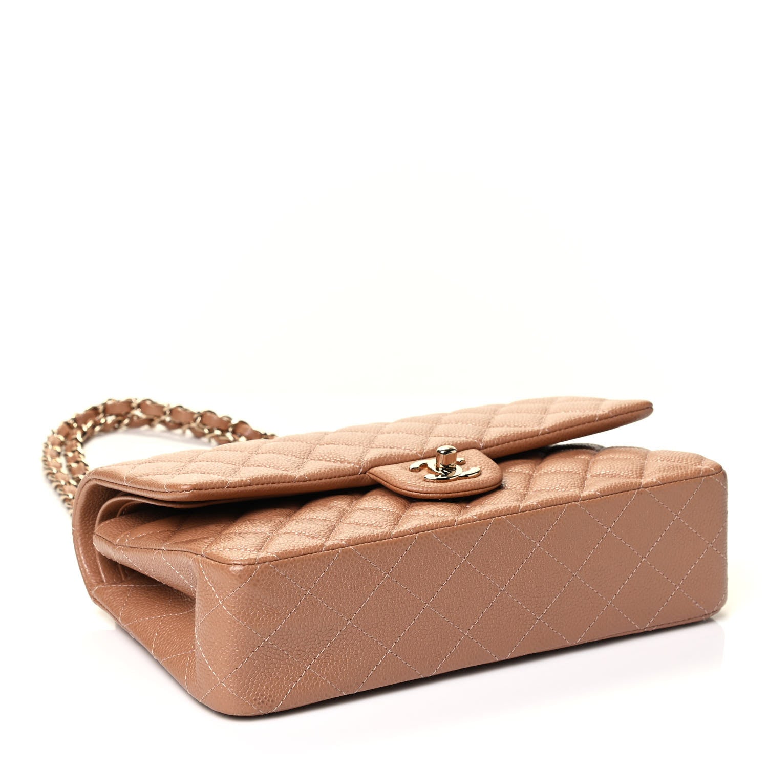 Chanel Caviar Quilted Medium Double Flap Dark Beige 3 of 5