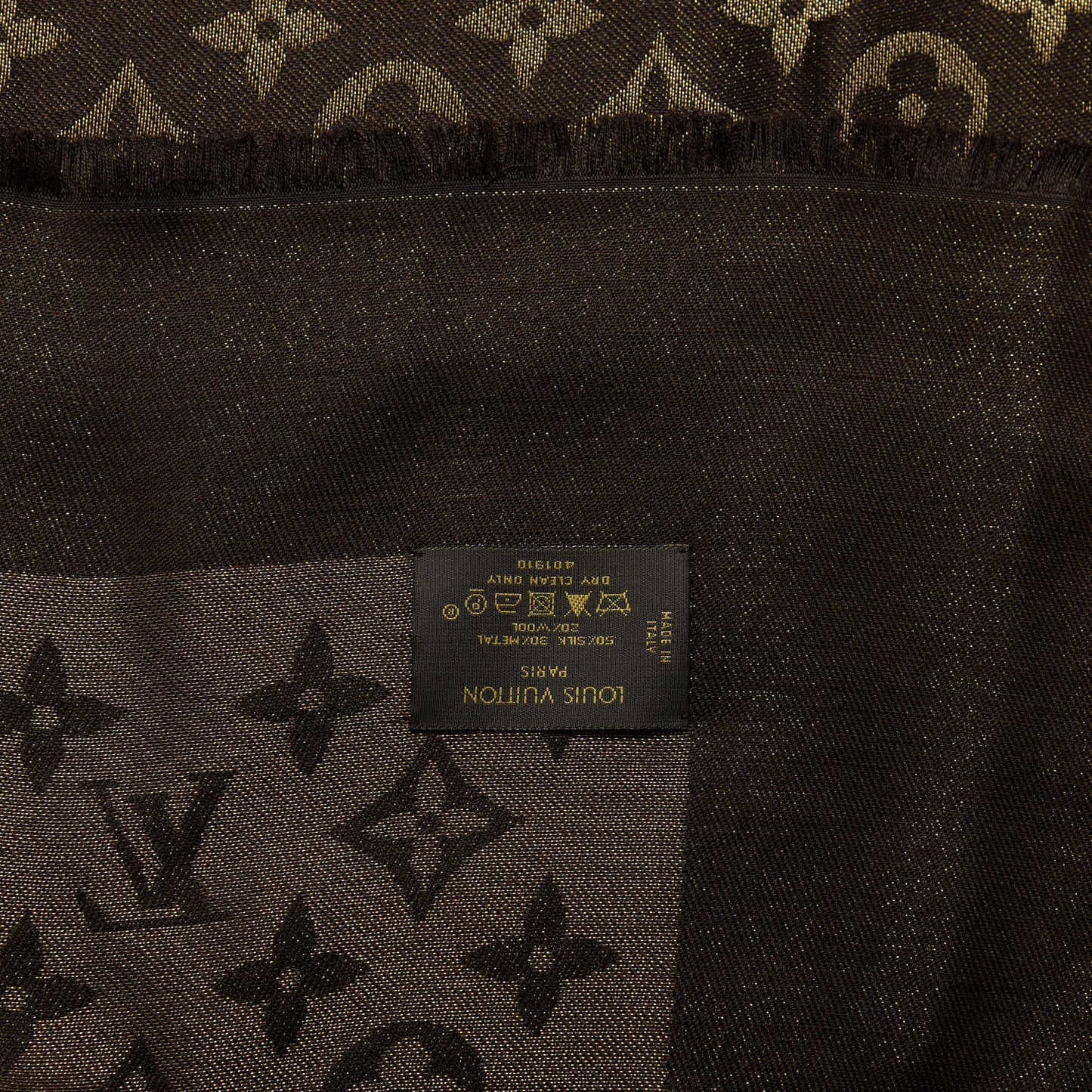 Silk Lurex Wool Monogram Shine Shawl Brown