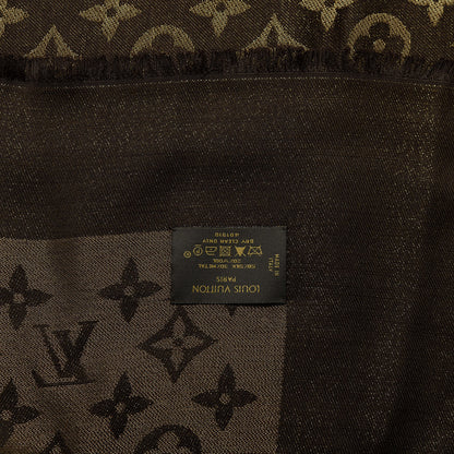 Louis Vuitton Silk Lurex Wool Monogram Shine Shawl Brown 3 of 3
