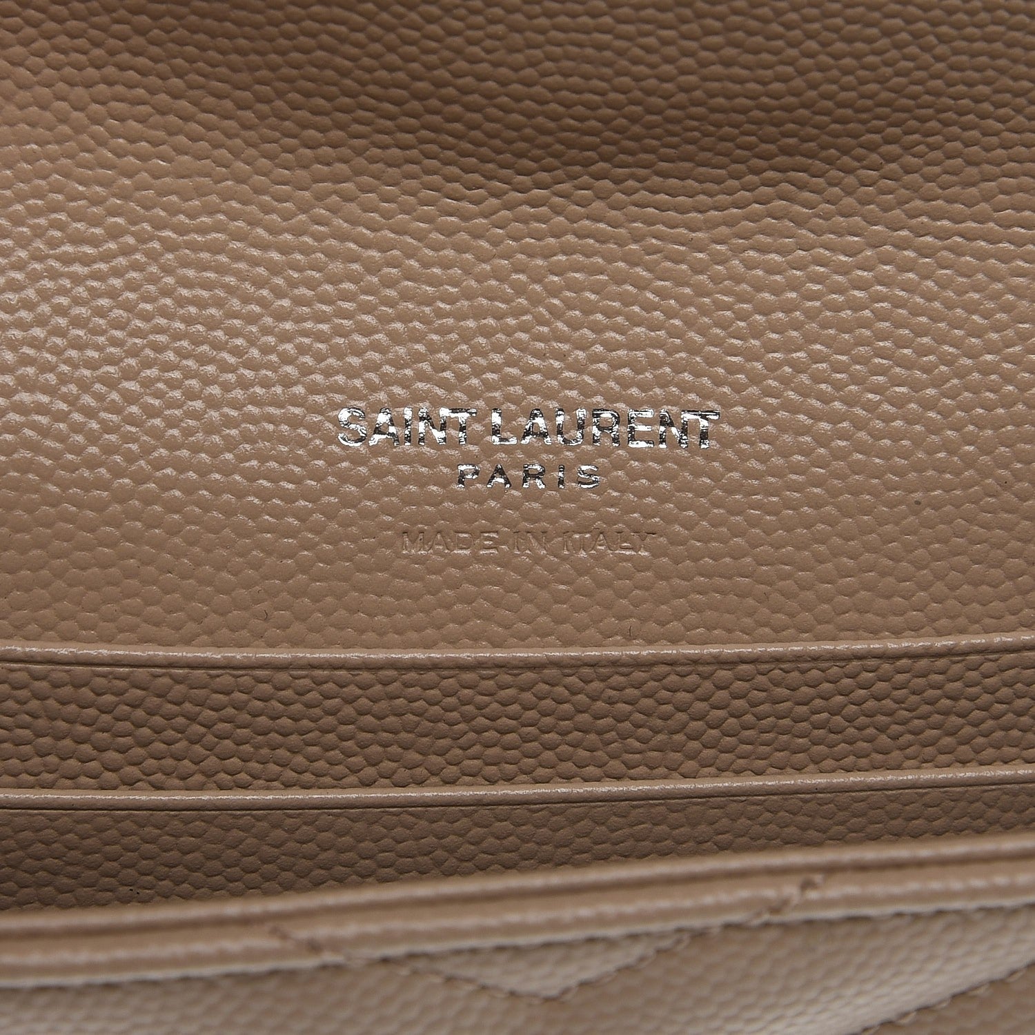 Saint Laurent Grain De Poudre Matelasse Chevron Small Monogram Envelope Wallet Dark Beige 6 of 8