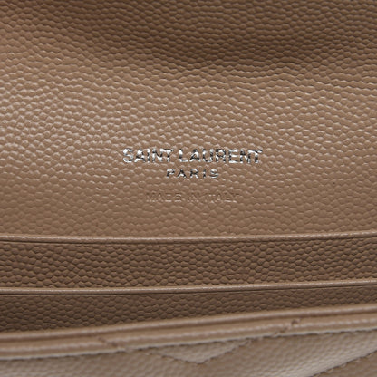 Saint Laurent Grain De Poudre Matelasse Chevron Small Monogram Envelope Wallet Dark Beige 6 of 8