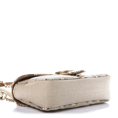 Gucci Raffia Elaphe Matelasse Small GG Marmont Shoulder Bag Natural Cream Brown 4 of 12