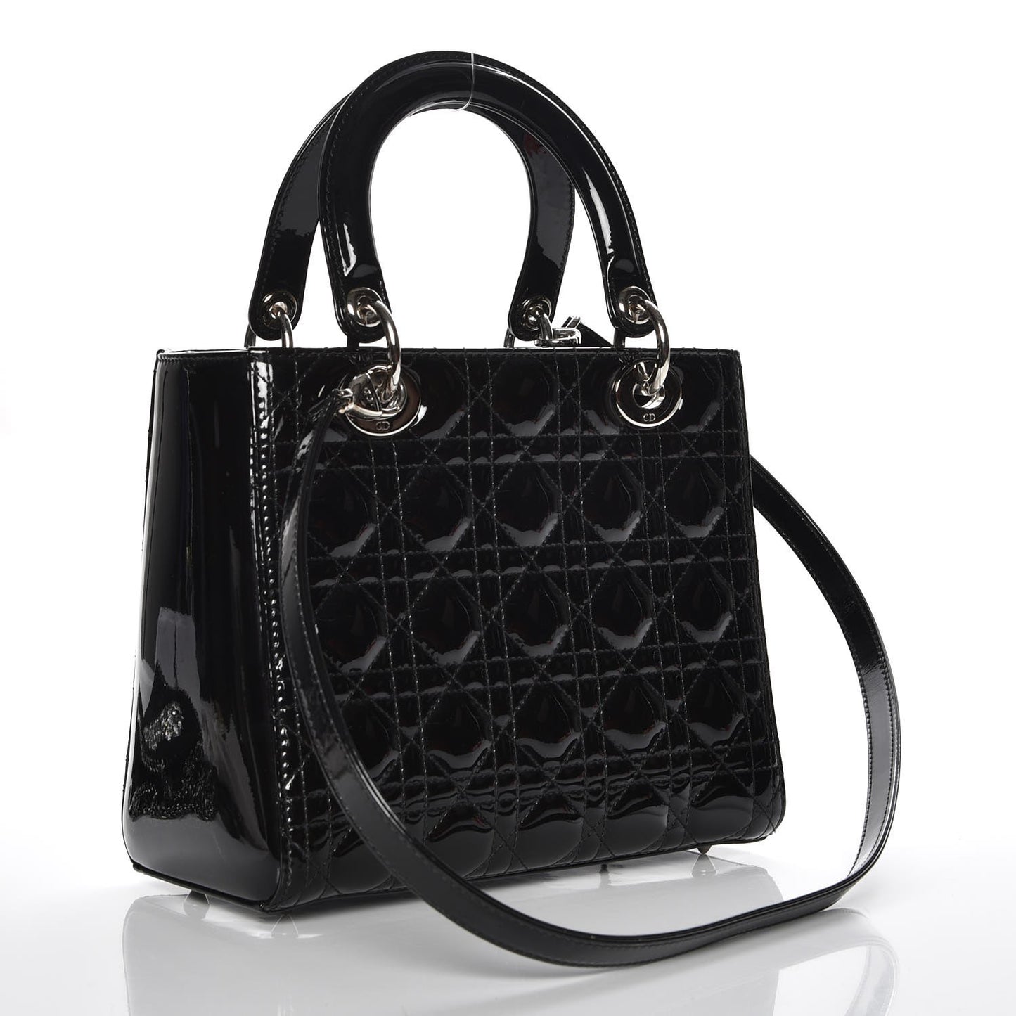 Patent Cannage Medium Lady Dior Black