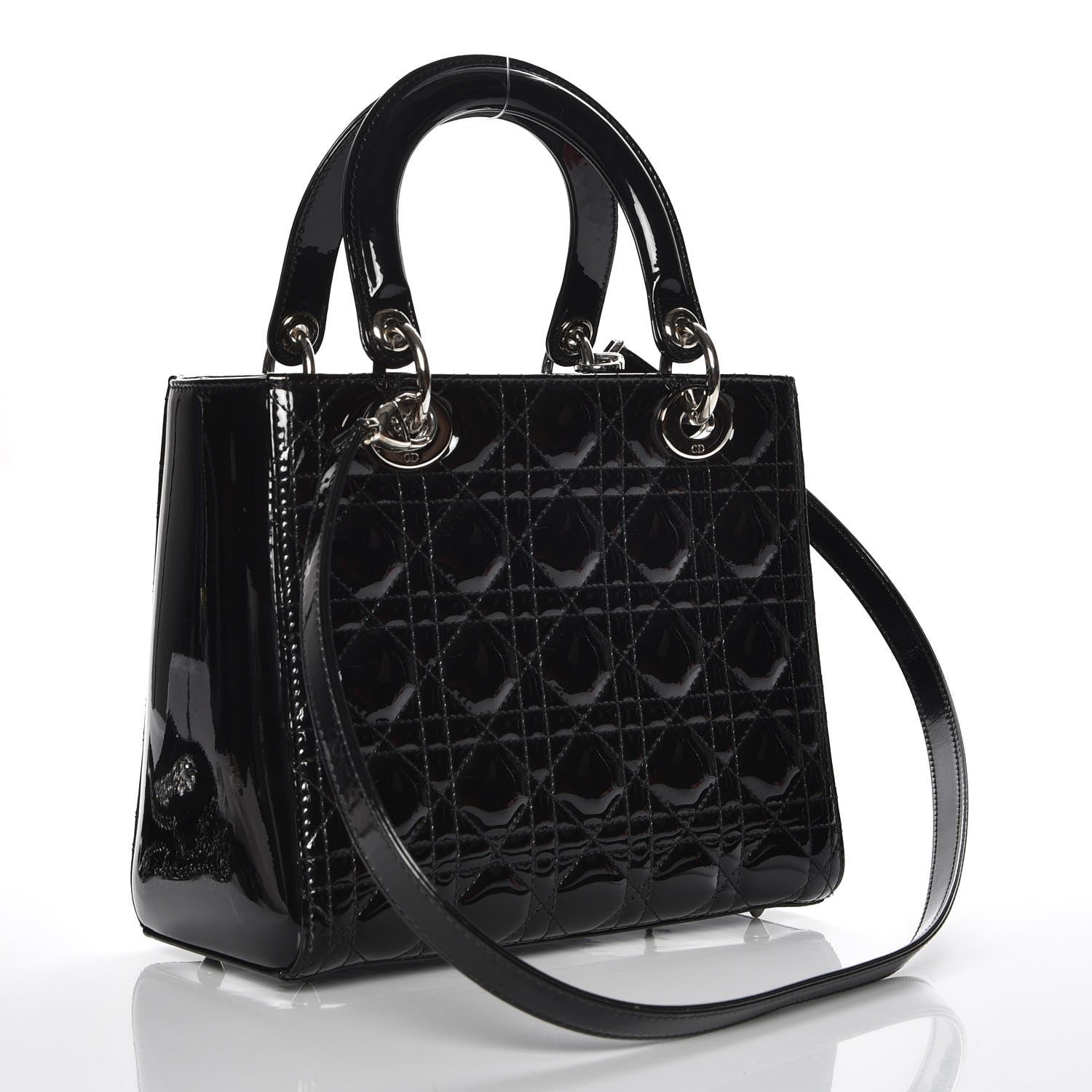 Christian Dior Patent Cannage Medium Lady Dior Black 4 of 8