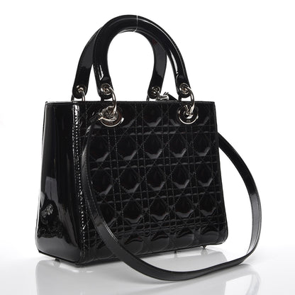 Christian Dior Patent Cannage Medium Lady Dior Black 4 of 8