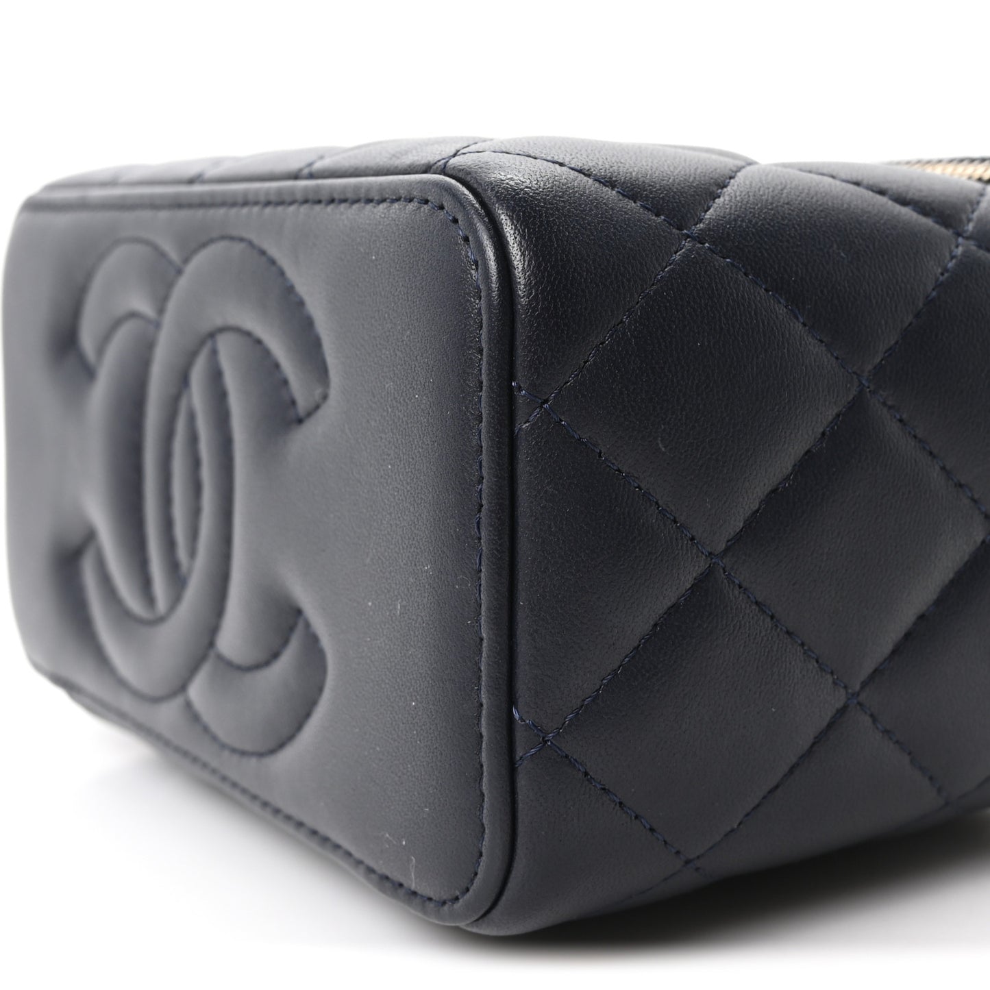 Lambskin Quilted Pick Me Up Vanity Case Navy