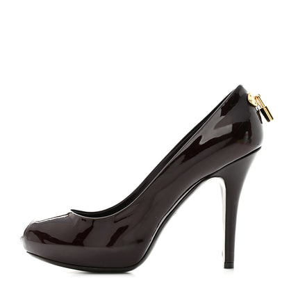 Louis Vuitton Patent Calfskin Oh Really Peep Toe Pumps 38 Amarante 1 of 8