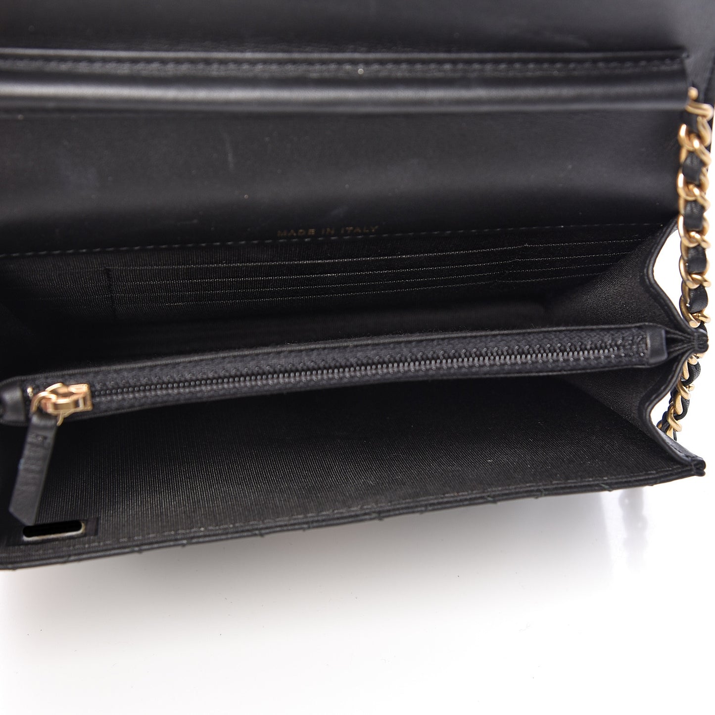 Calfskin Quilted Boy Square Wallet on Chain WOC Black
