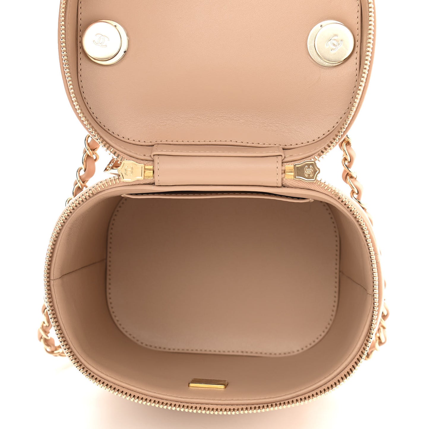 Lambskin Quilted Trendy Vanity Case Beige