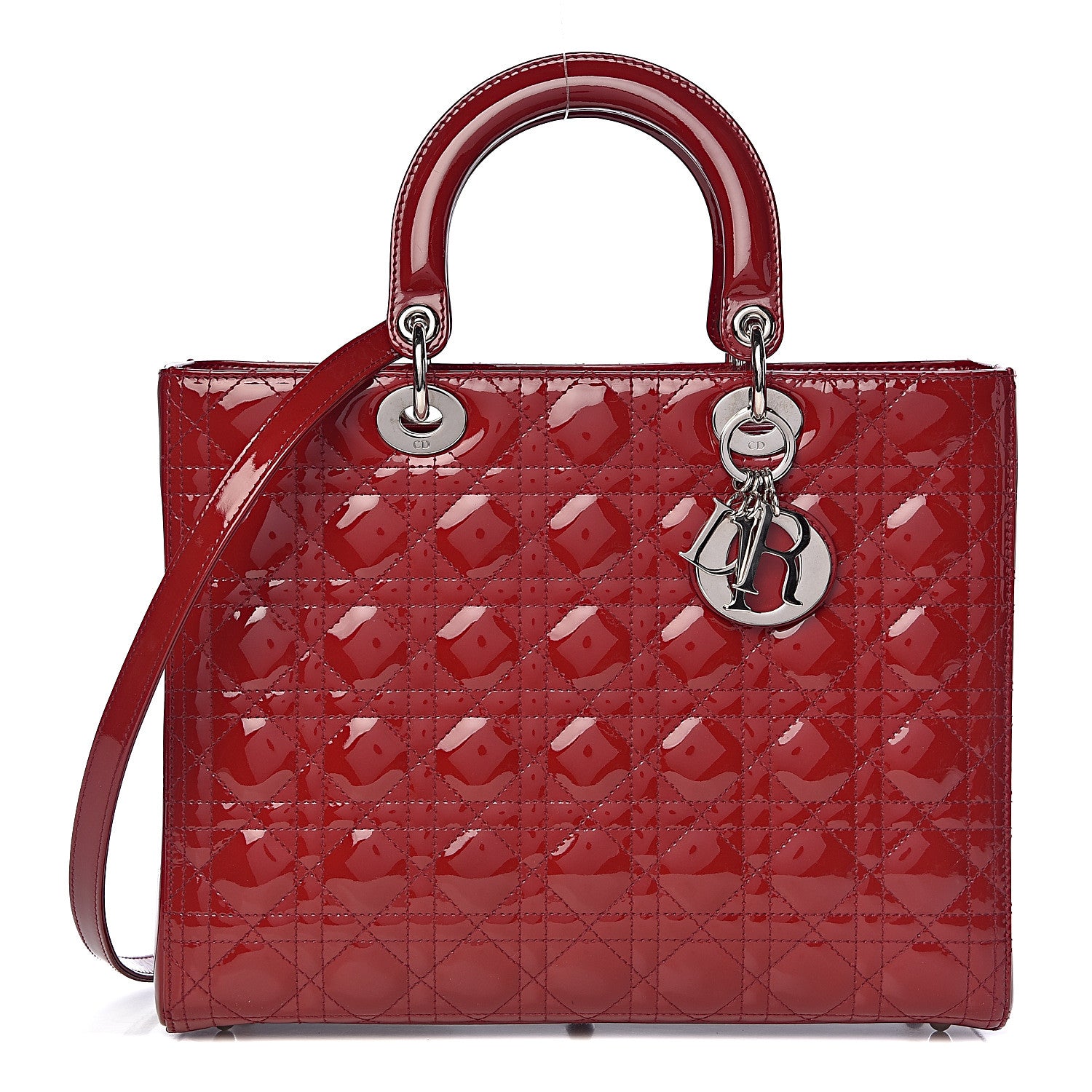 Christian Dior Patent Cannage Large Lady Dior Red 1 of 11