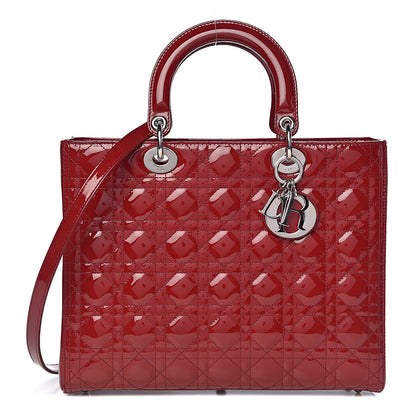 Christian Dior Patent Cannage Large Lady Dior Red 1 of 11