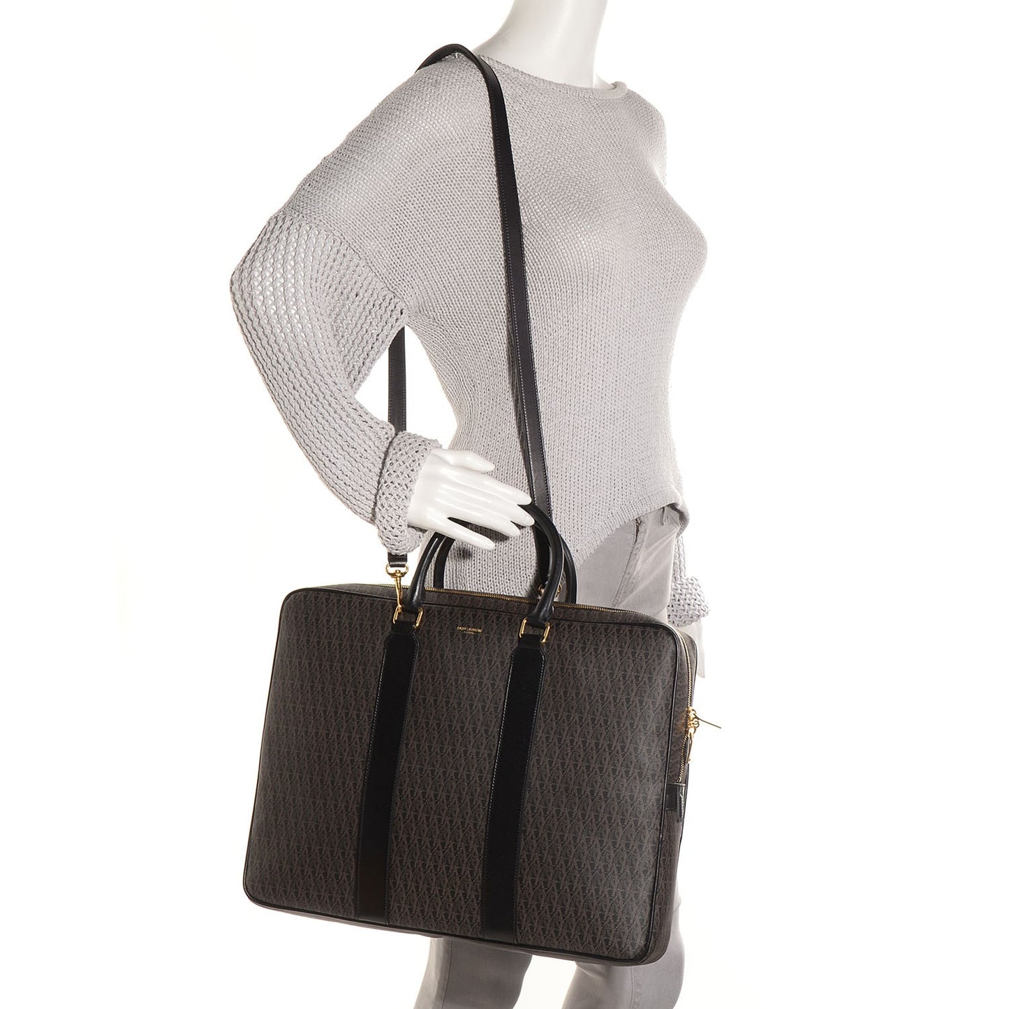 Toile Classic Monogram Flat Briefcase Black