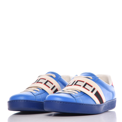 Gucci Calfskin Stripe Mens New Ace Sneakers 8.5 Bright Splash Ecru Red Flame 2 of 10