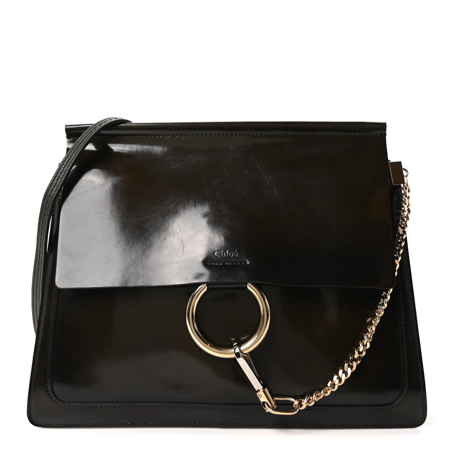 Chloe Patent Medium Faye Shoulder Bag Deep Forest 1 of 10