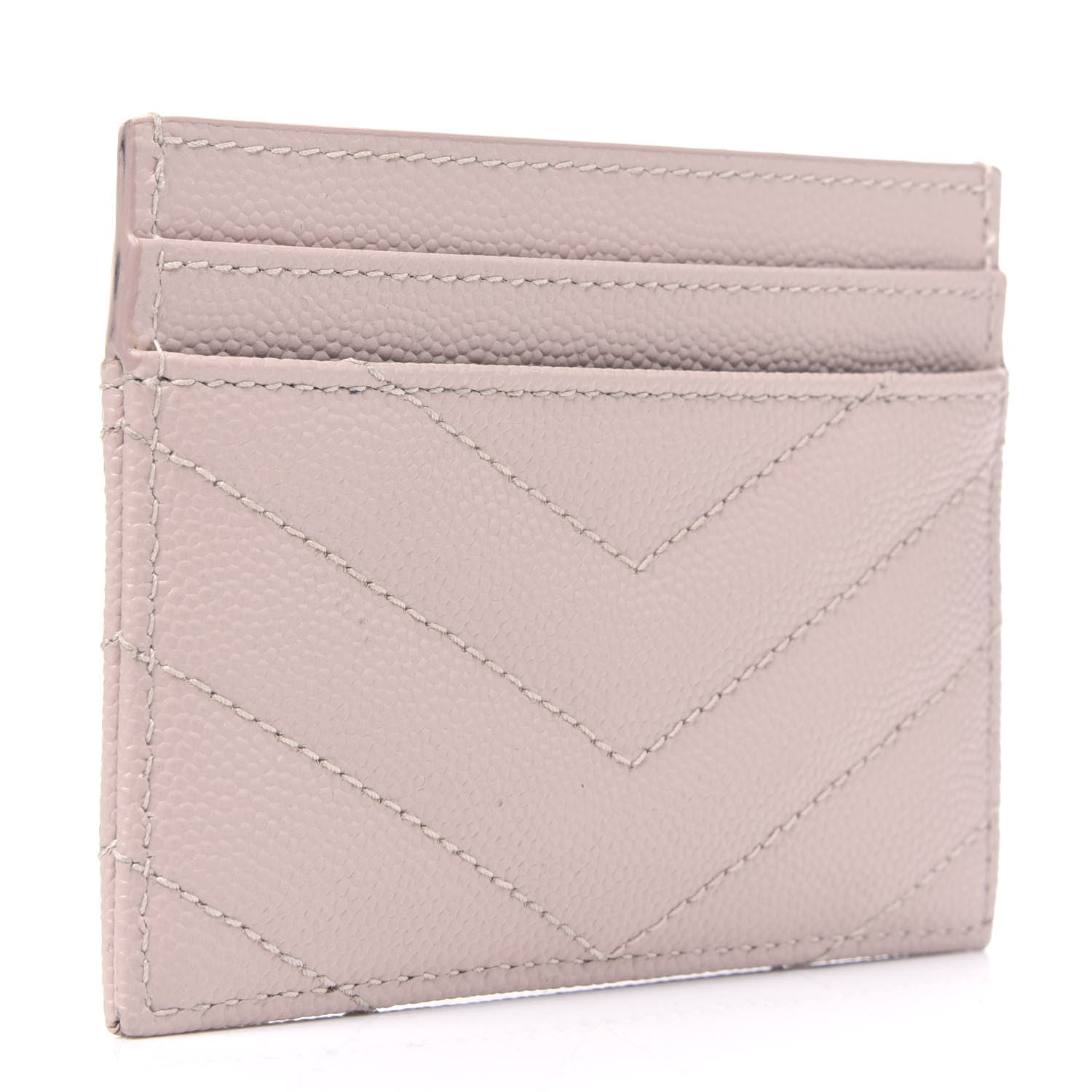 Saint Laurent Grain De Poudre Matelasse Chevron Monogram Credit Card Case Marble Pink 3 of 8