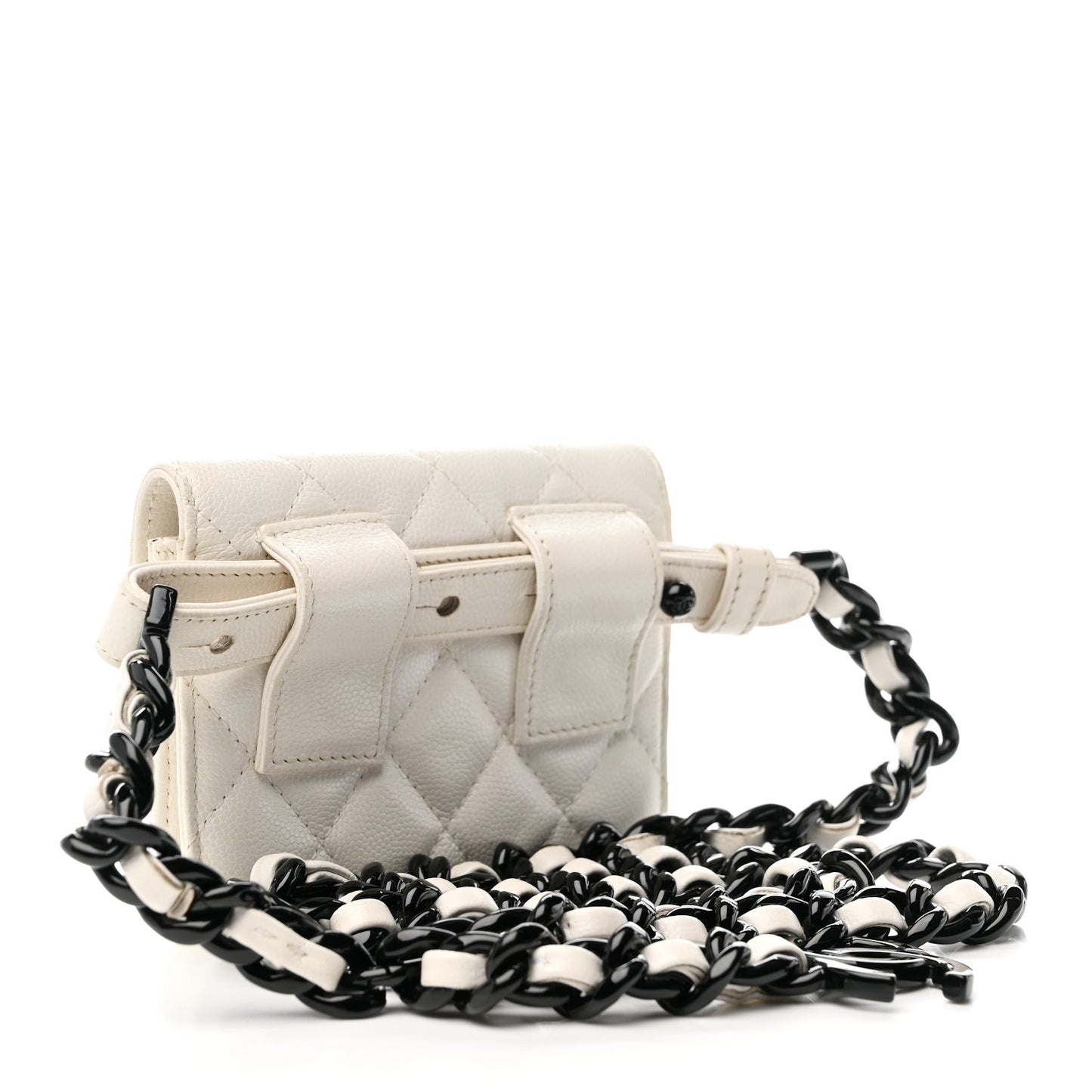 Caviar Quilted My Everything Belt Flap Card Holder White