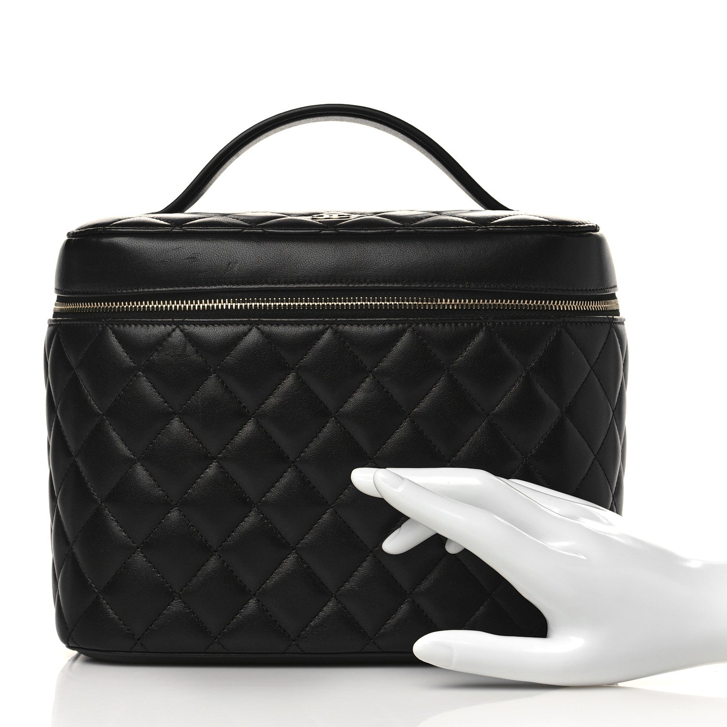 Chanel Lambskin Quilted Large Vanity Pouch Black 2 of 10