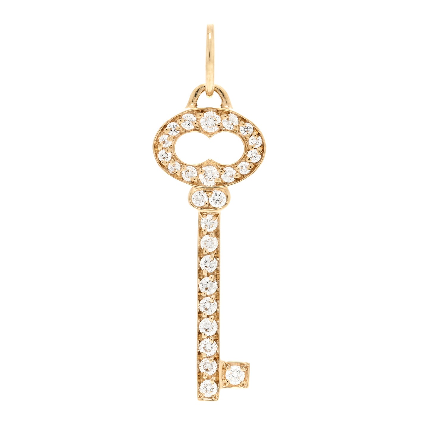 18K Yellow Gold Diamond Mini Vintage Oval Key Pendant