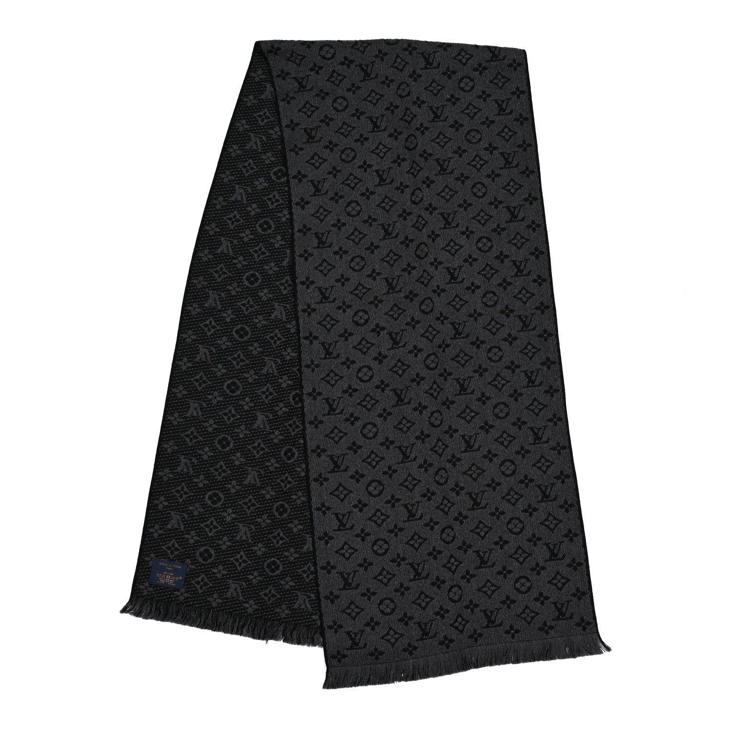 Louis Vuitton Wool Monogram Classic Scarf Charcoal Grey 2 of 3