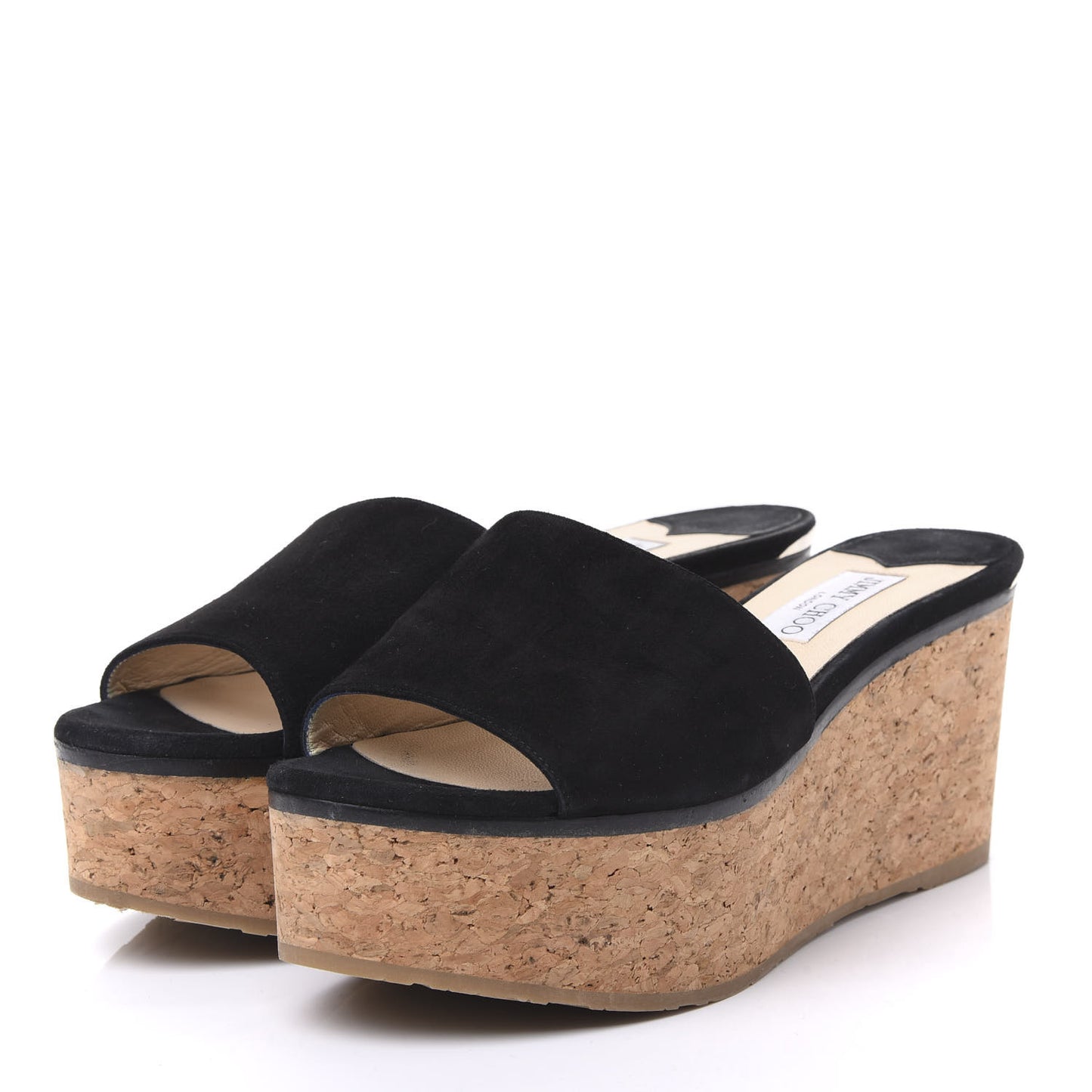 Suede Cork DeeDee Platform Wedge Slide Sandals 40 Black