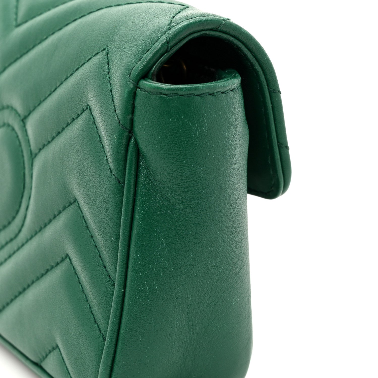 Gucci Calfskin Matelasse Super Mini GG Marmont Shoulder Bag Emerald Green 15 of 18