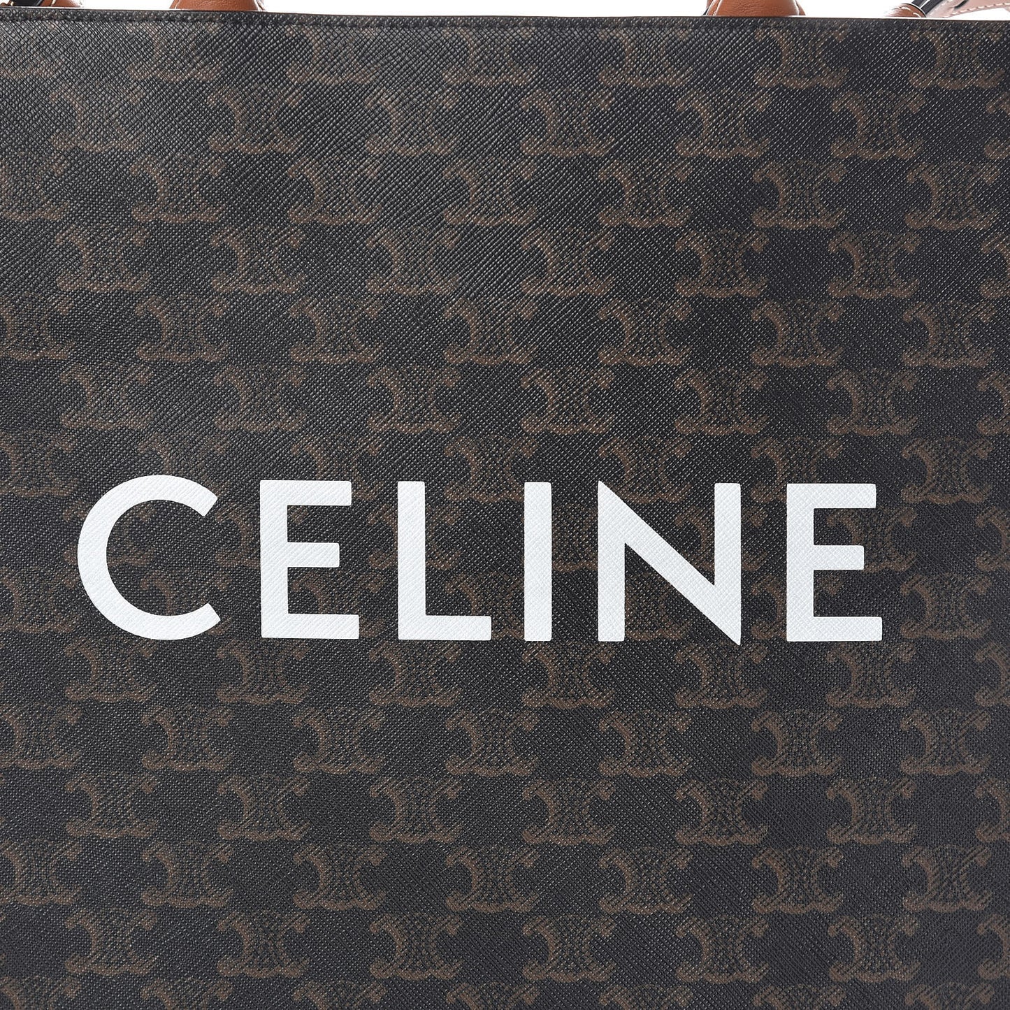 Triomphe Canvas Calfskin Small Vertical Cabas Tan