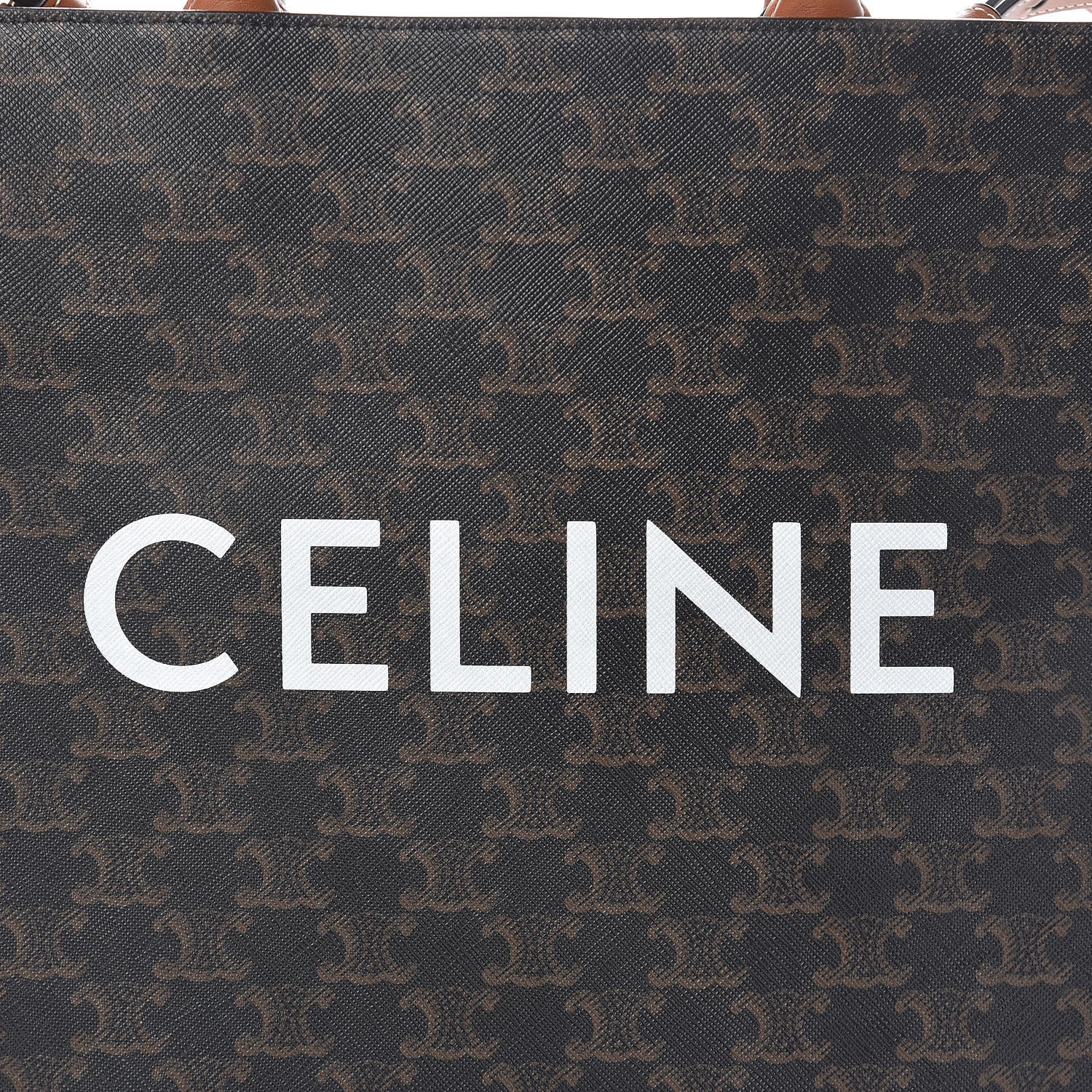 Celine Triomphe Canvas Calfskin Small Vertical Cabas Tan 6 of 8