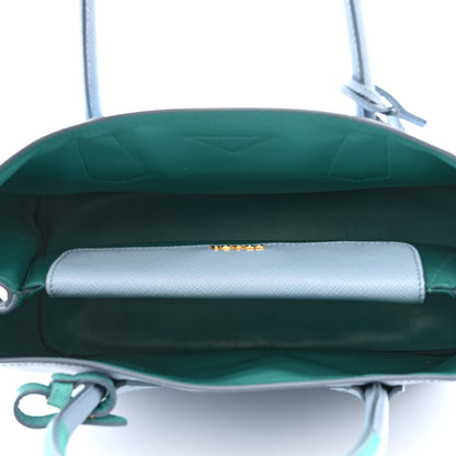 Prada Saffiano Cuir Bi-Color Medium Double Bag Astrale Giada 5 of 9