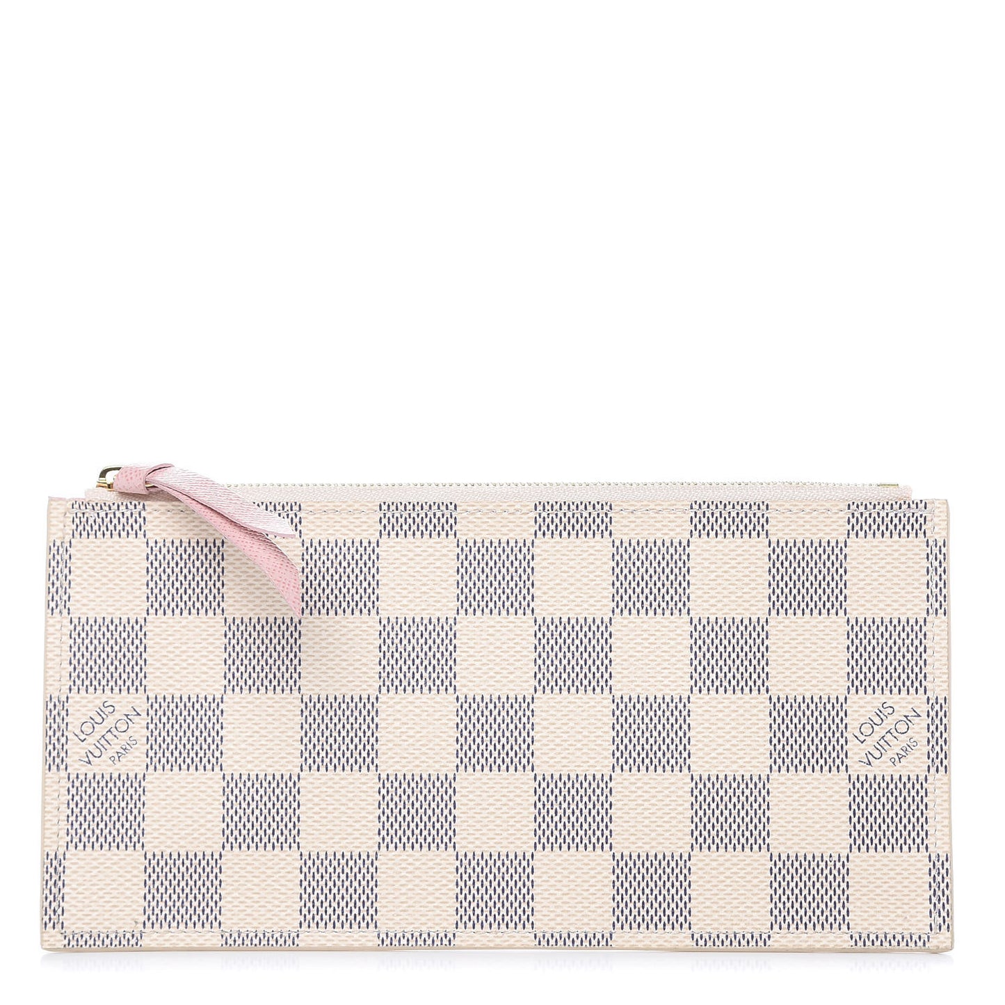 Damier Azur Felicie Chain Wallet Zippered Insert Rose Ballerine