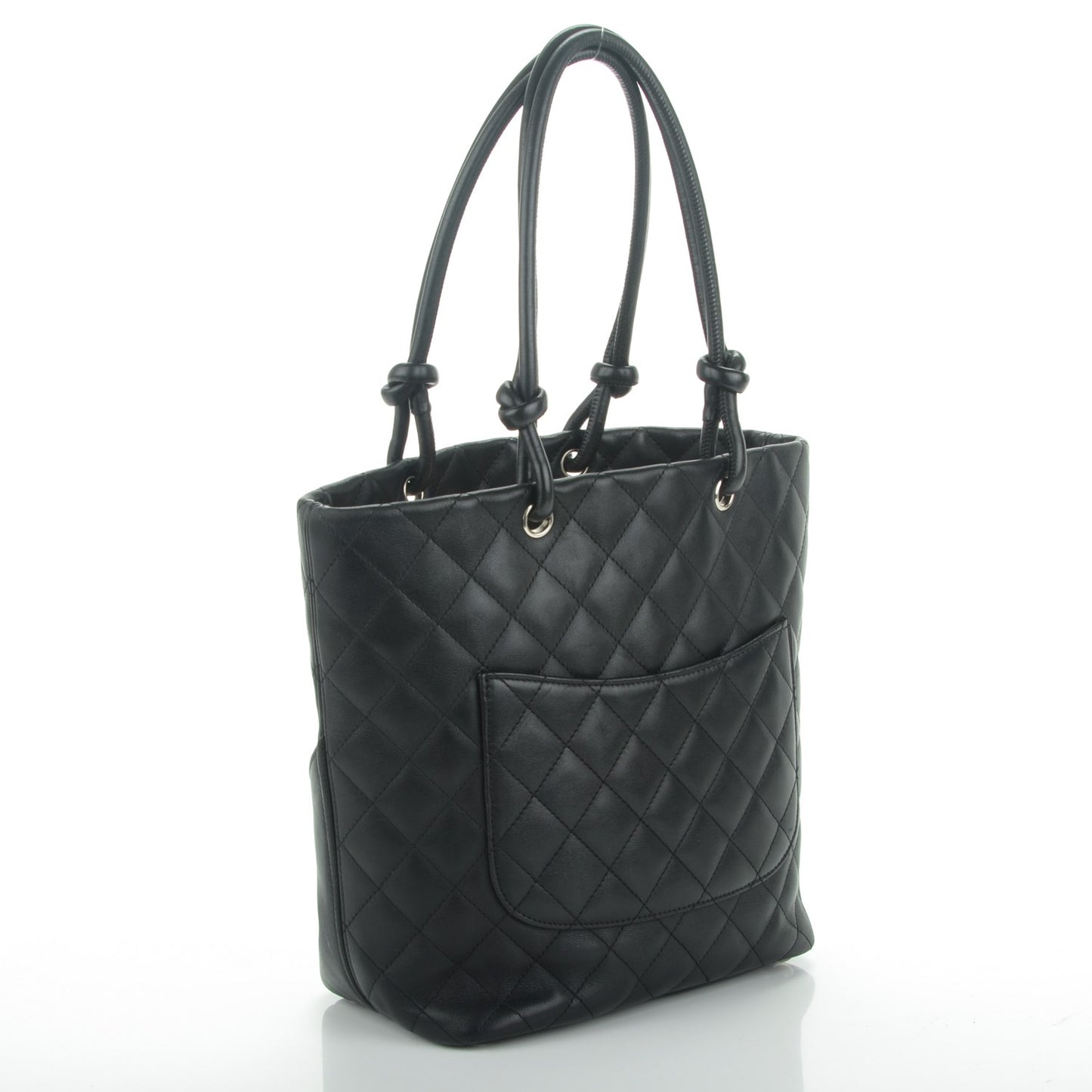 Calfskin Quilted Medium Cambon Tote Black