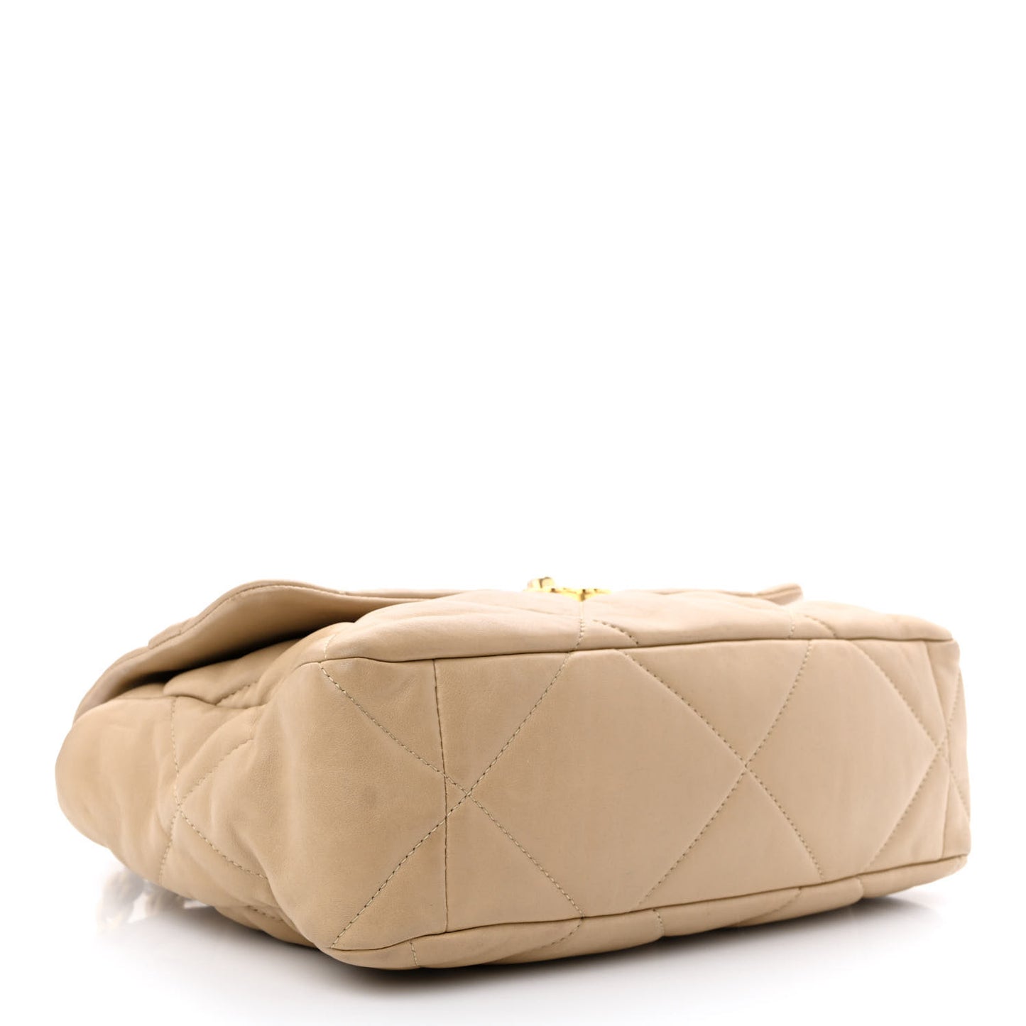 Lambskin Quilted Large Chanel 19 Flap Dark Beige