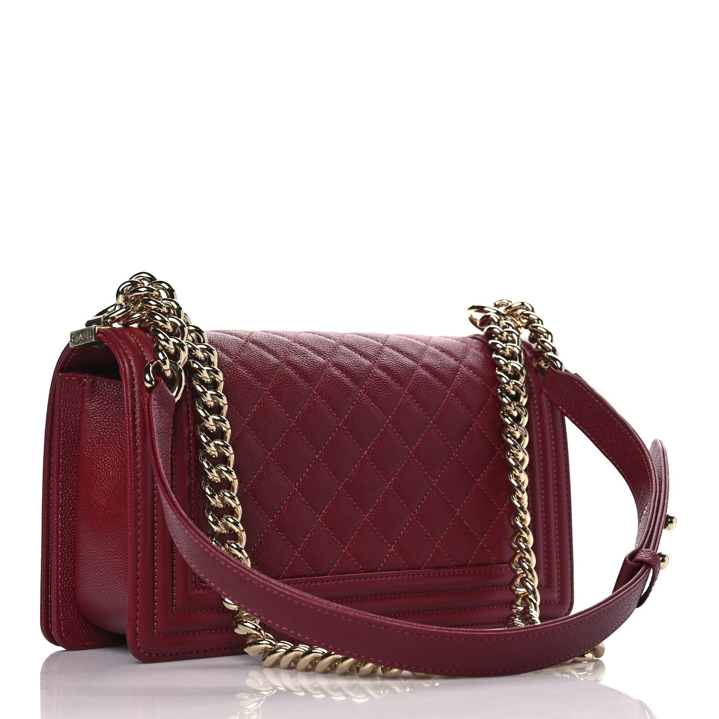 Caviar Quilted Medium Boy Flap Burgundy
