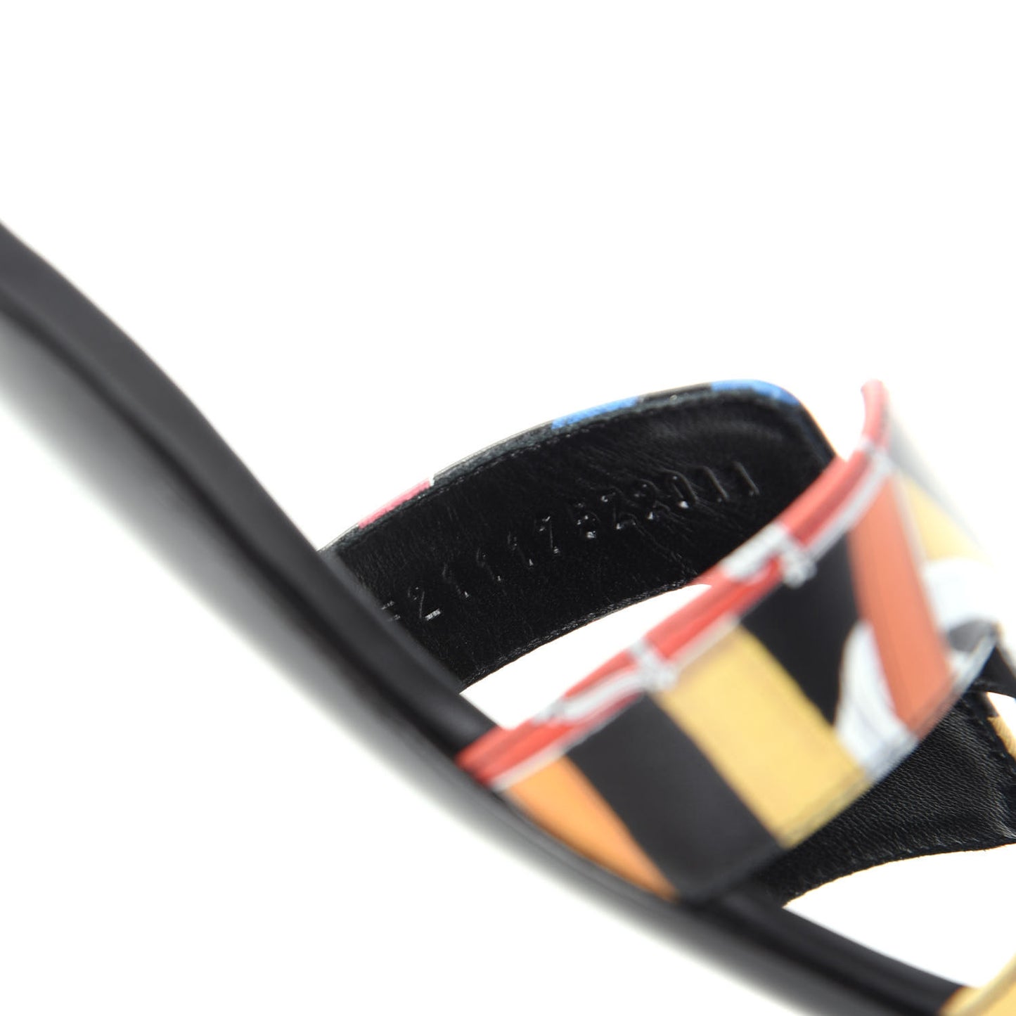 Calfskin Cavalcadour Print Oasis Sandals 36 Multicolor Black
