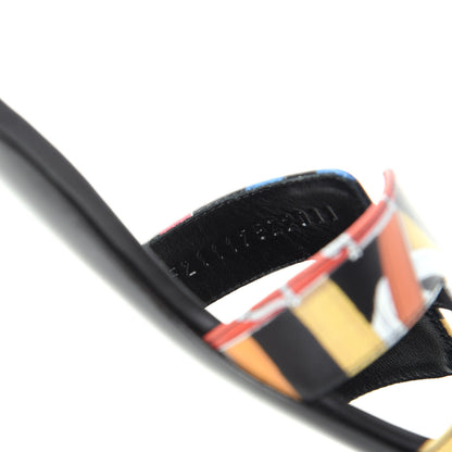 Hermes Calfskin Cavalcadour Print Oasis Sandals 36 Multicolor Black 10 of 10