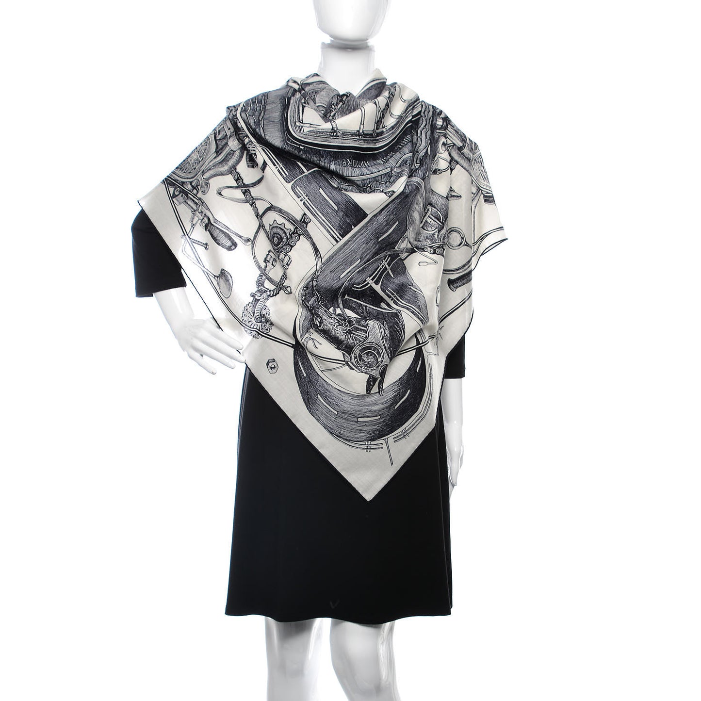 Wool Silk Route 24 Scarf 140 Anthracite Black