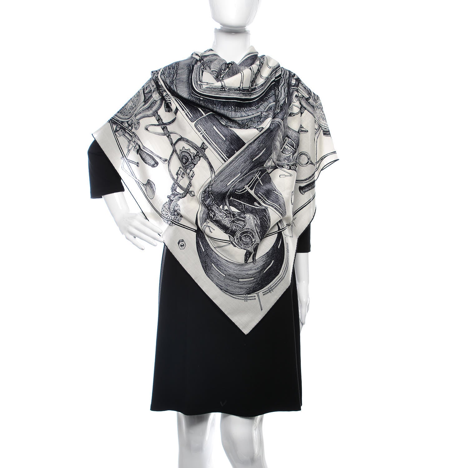Hermes Wool Silk Route 24 Scarf 140 Anthracite Black 2 of 8