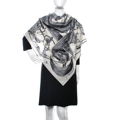 Hermes Wool Silk Route 24 Scarf 140 Anthracite Black 2 of 8