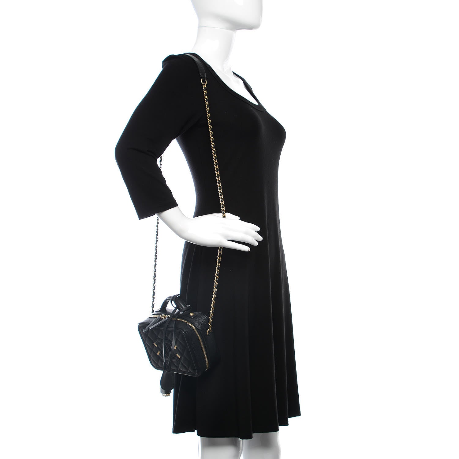 Chanel Caviar Quilted Small CC Filigree Vanity Case Black 2 of 10