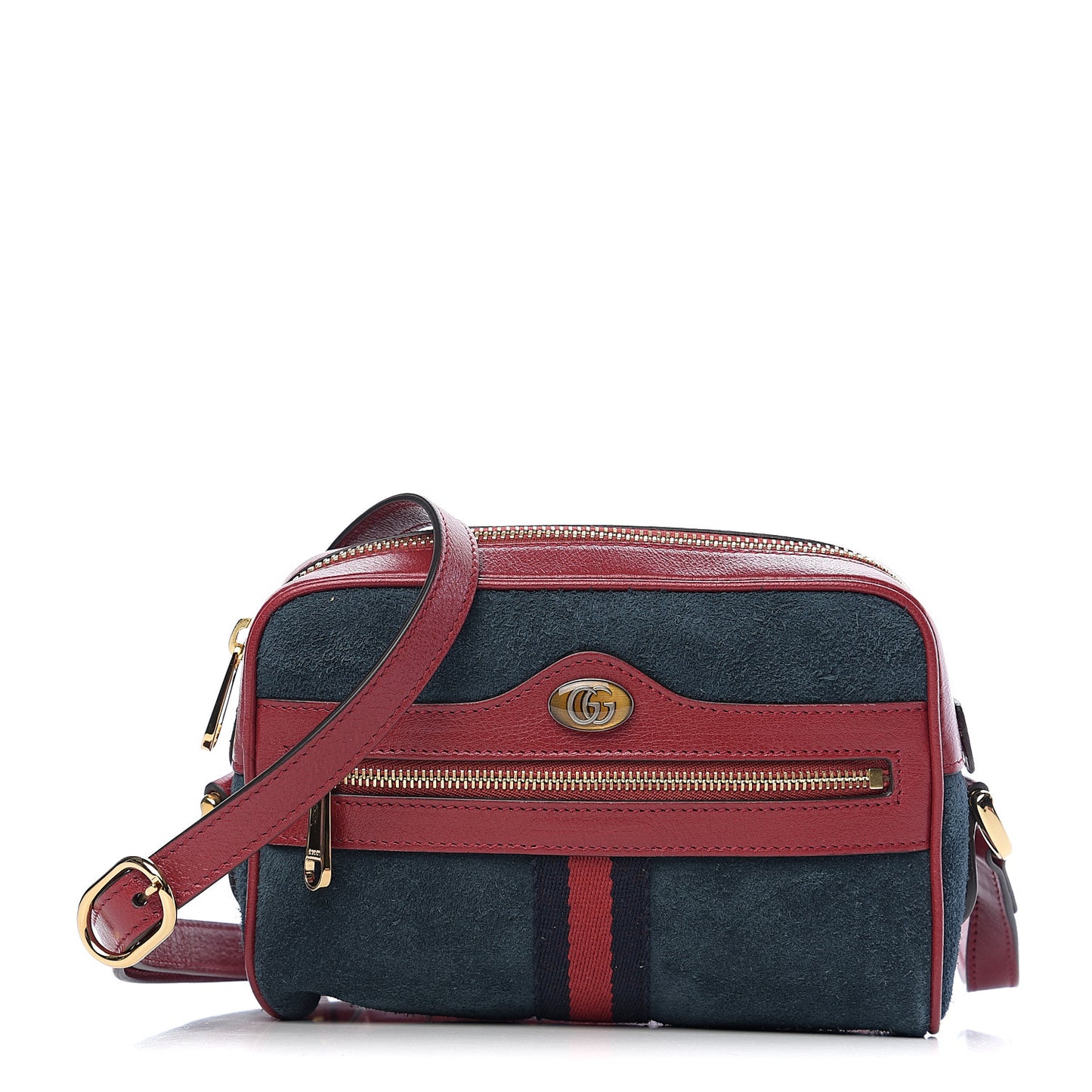 Suede Calfskin Web Mini Ophidia Shoulder Bag New Blue Romantic Cherry