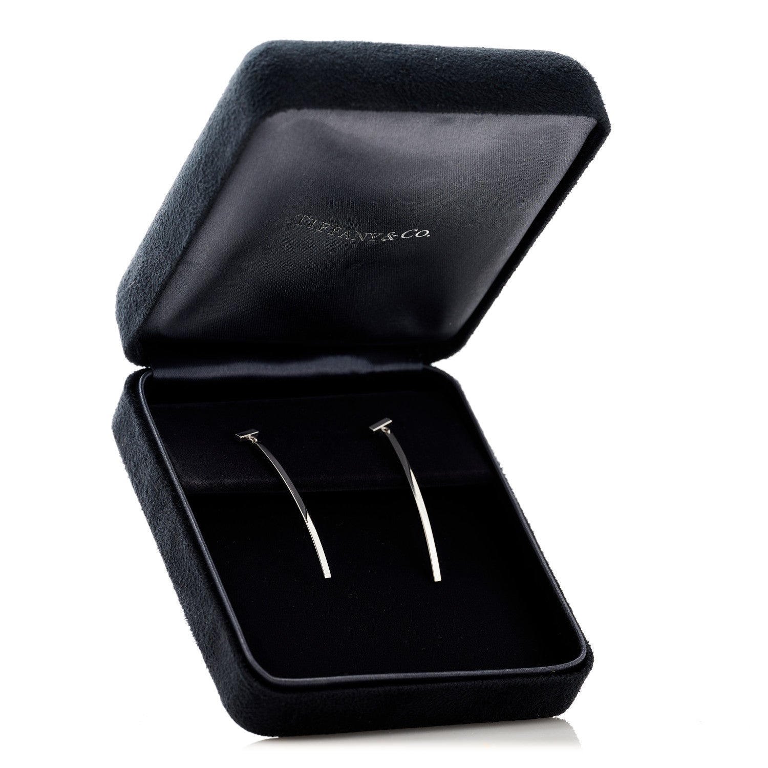 Tiffany 18K White Gold T Bar Earrings 5 of 5