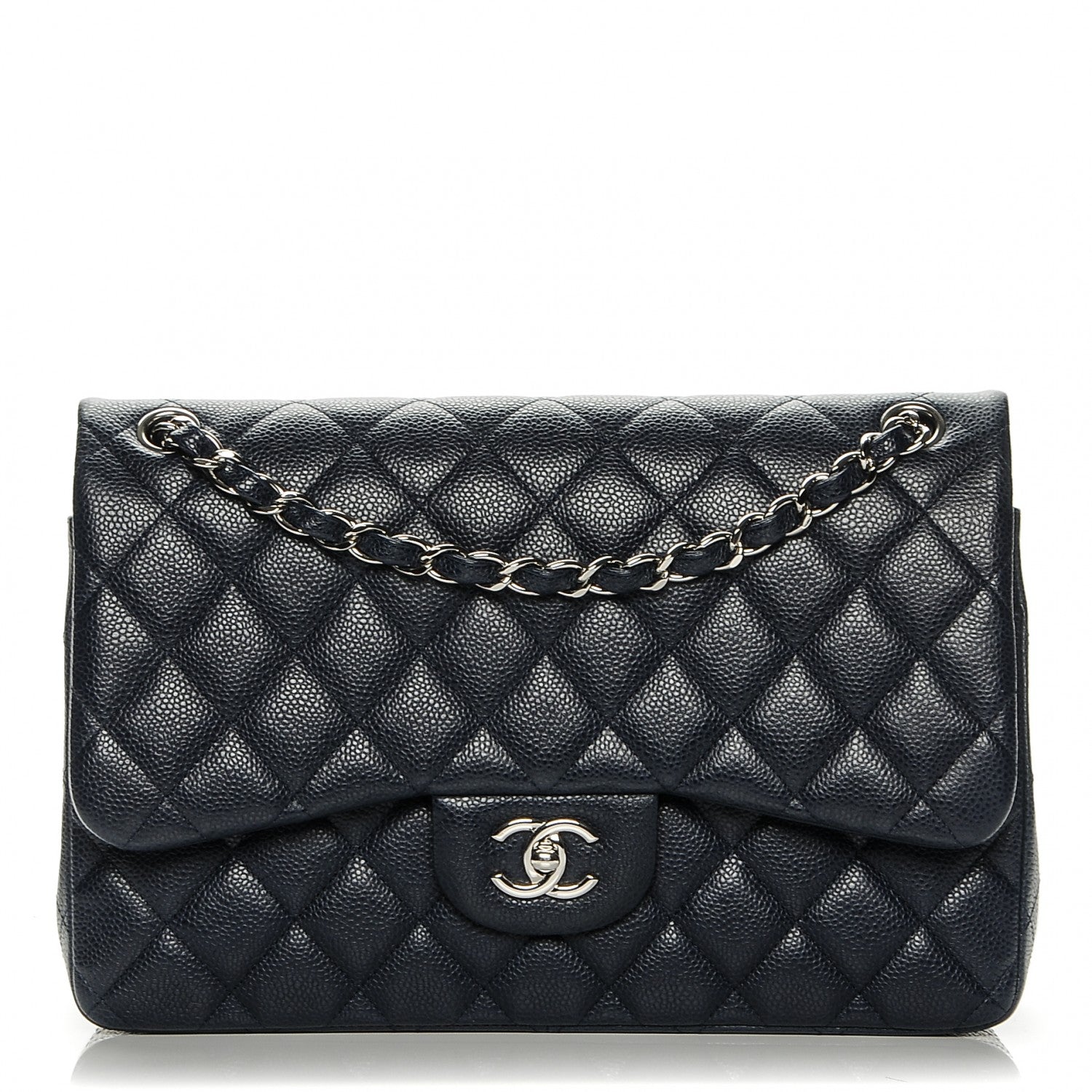 Chanel Caviar Quilted Jumbo Double Flap Navy Blue 1 of 7