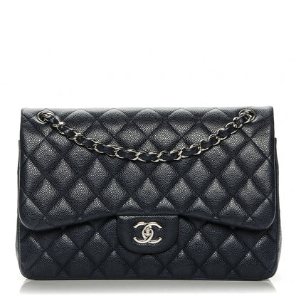 Chanel Caviar Quilted Jumbo Double Flap Navy Blue 1 of 7