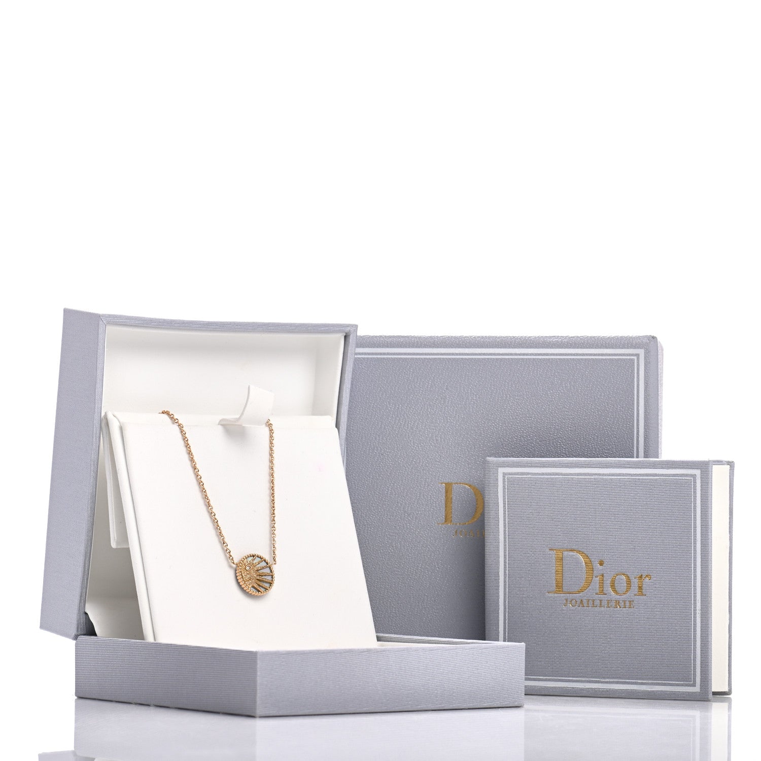 Christian Dior 18K Yellow Gold Diamond Black Onyx Mother of Pearl Rose Celeste Pendant Necklace 7 of 7
