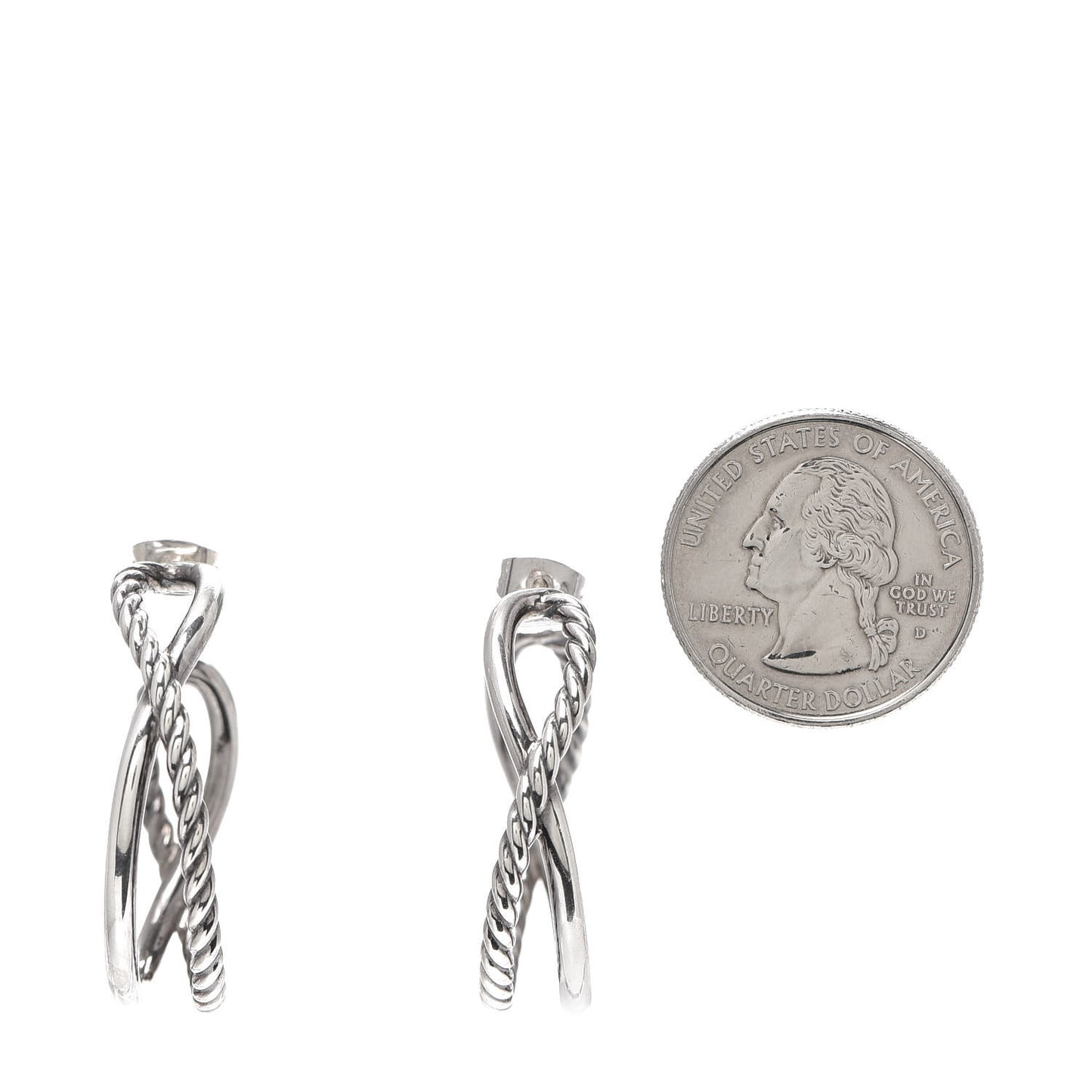Sterling Silver Crossover Cable Hoop Earrings