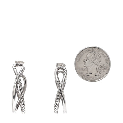 David Yurman Sterling Silver Crossover Cable Hoop Earrings 2 of 4
