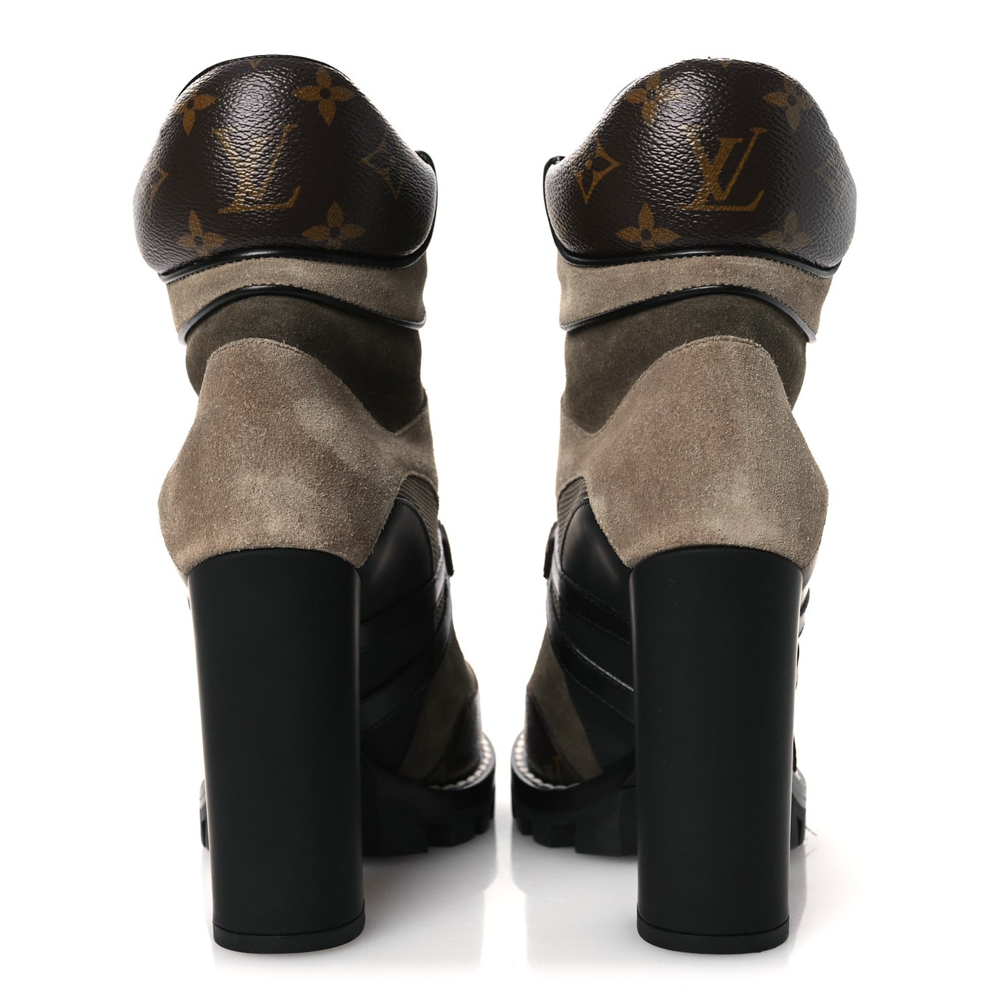 Suede Calfskin Monogram Star Trail Ankle Boots 38 Khaki