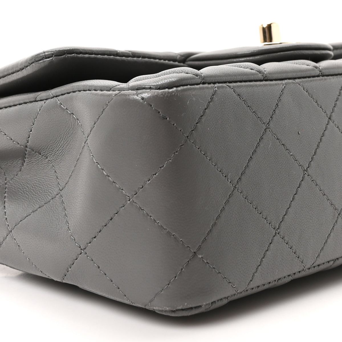 Chanel Lambskin Quilted Mini Rectangular Flap Dark Grey 9 of 10